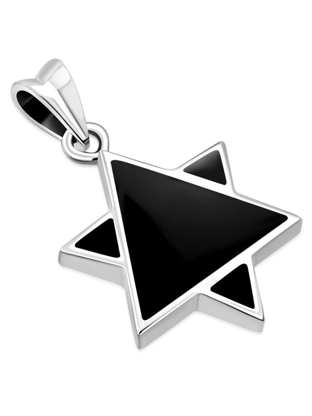 Pendant MEN'S/UNISEX Black Onyx Star of David in Sterling Silver